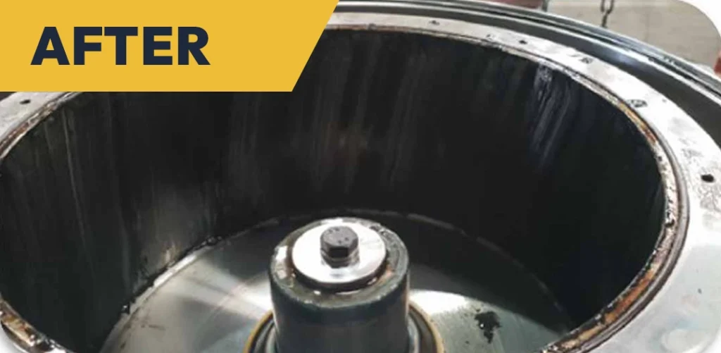 Industrial machine part after cleaning in Apollo Hot Tank Parts Washer with filtration centrifuge and oil skimmer